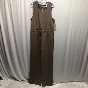 Rae Mode Sleeveless Mocha Jumpsuit Womens Size 2XL Drawstring Waist Comfy NEW